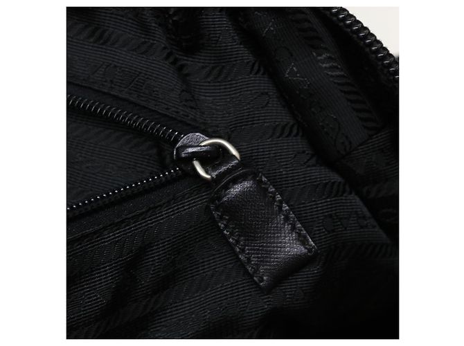 PRADA Boston Bag Nylon Pelle Nero Auth ac981 - vista 24