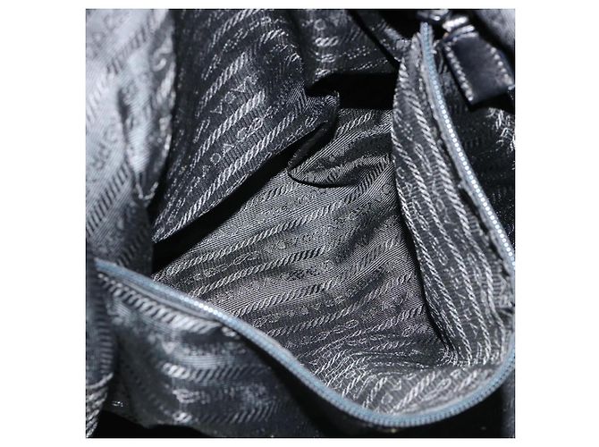 PRADA Boston Bag Nylon Pelle Nero Auth ac981 - vista 25