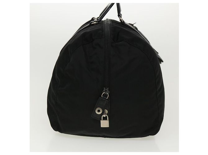 PRADA Boston Bag Nylon Pelle Nero Auth ac981 - vista 4