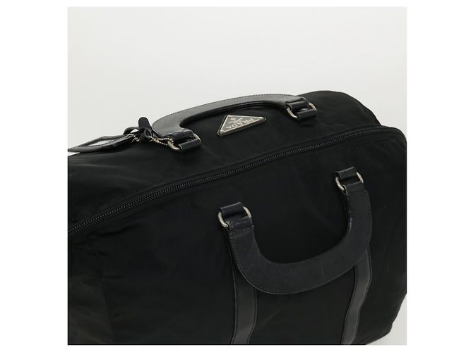 PRADA Boston Bag Nylon Pelle Nero Auth ac981 - vista 6