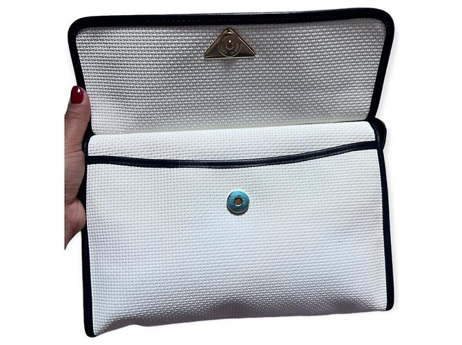 Bolso de mano con solapa tejida Yves Saint Laurent Blanco - vista 5