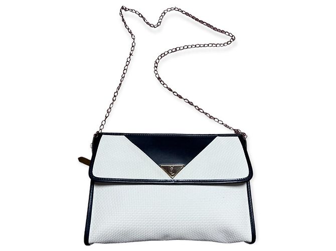 Bolso de mano con solapa tejida Yves Saint Laurent Blanco - vista 9