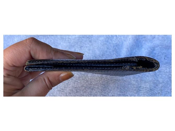 Hermès Hermes Paris Guernsey Geldbörse in Eidechse Schwarz Marineblau - Ansicht 8
