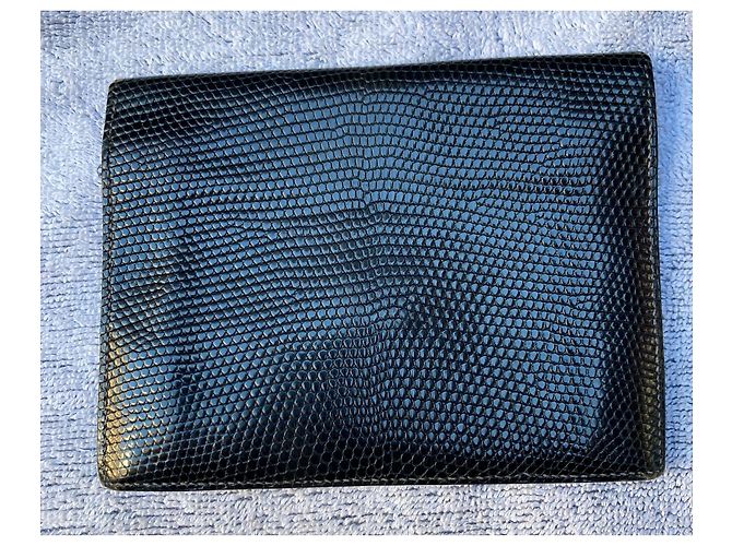 Hermès Hermes Paris Guernsey Geldbörse in Eidechse Schwarz Marineblau - Ansicht 2