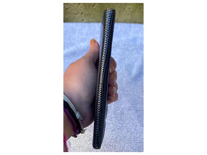Hermès Hermes Paris Guernsey Geldbörse in Eidechse Schwarz Marineblau - Ansicht 7