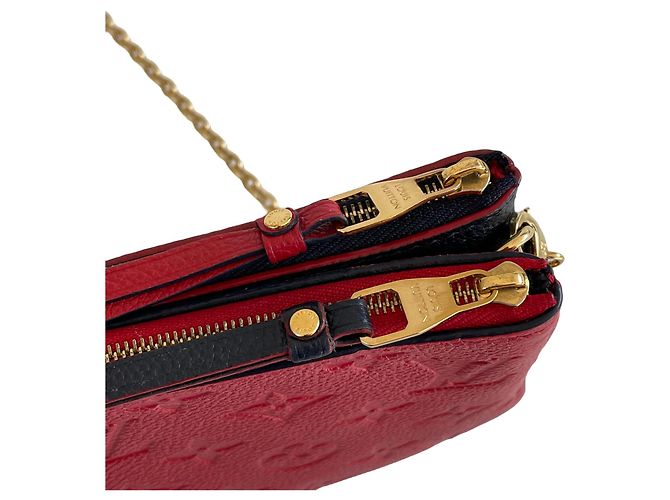 Pochette con zip foderata Louis Vuitton marine rouge blu navy a tracolla Rosso Bordò Blu scuro - vista 3