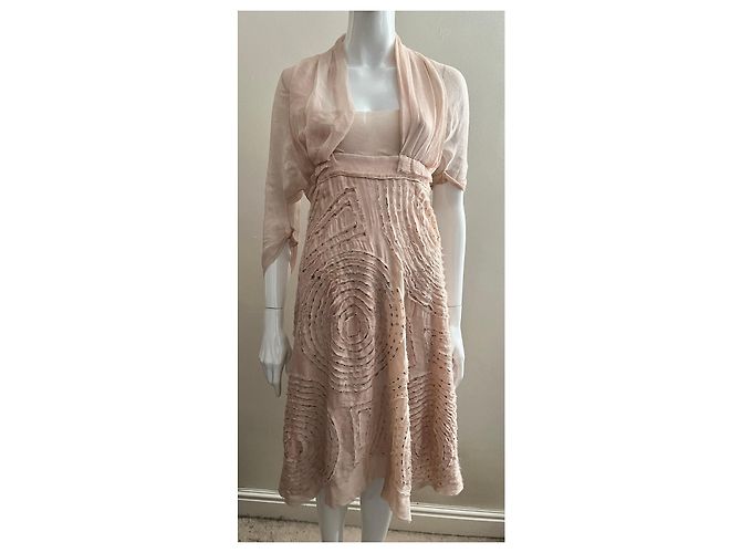 Max Mara Abito in chiffon di seta rosa con paillettes - vista 2