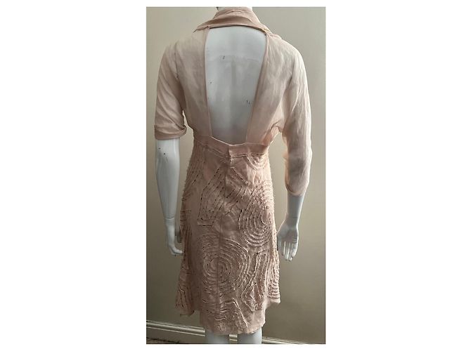 Max Mara Abito in chiffon di seta rosa con paillettes - vista 3