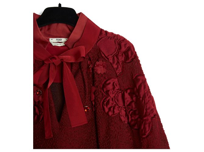 Fendi Bluse aus burgunderroter Cloqué-Wolle Größe 38 Bordeaux - Ansicht 3