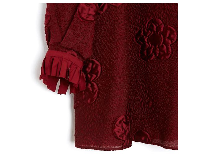 Fendi Bluse aus burgunderroter Cloqué-Wolle Größe 38 Bordeaux - Ansicht 4