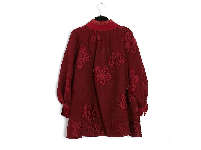 Fendi Bluse aus burgunderroter Cloqué-Wolle Größe 38 Bordeaux - Ansicht 5
