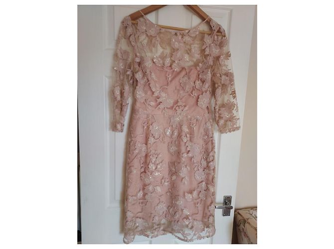 Vera Wang Spitzen- und Paillettenkleid in Blassrosa Pink - Ansicht 10