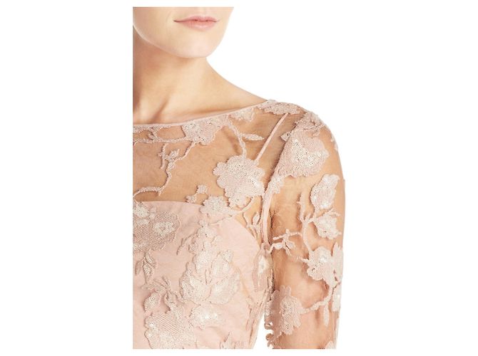 Vera Wang Spitzen- und Paillettenkleid in Blassrosa Pink - Ansicht 3
