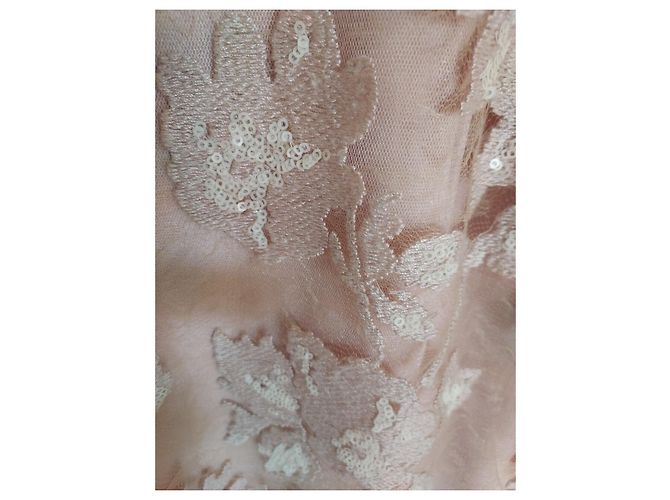 Vera Wang Spitzen- und Paillettenkleid in Blassrosa Pink - Ansicht 6