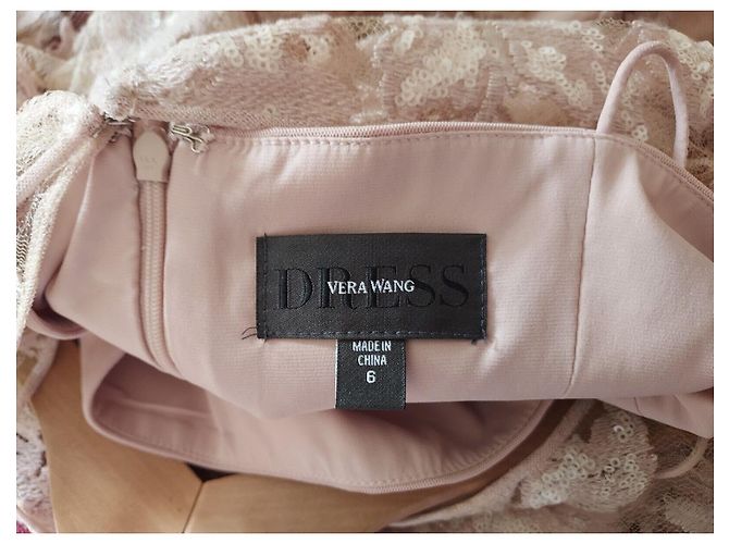 Vera Wang Spitzen- und Paillettenkleid in Blassrosa Pink - Ansicht 8