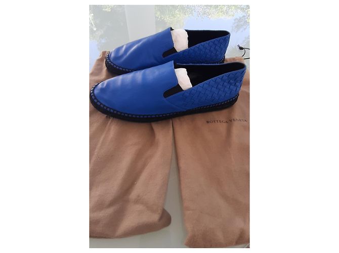 Mocassini Bottega Veneta Azzurro Pelle di Capra 43 Blu chiaro - vista 4