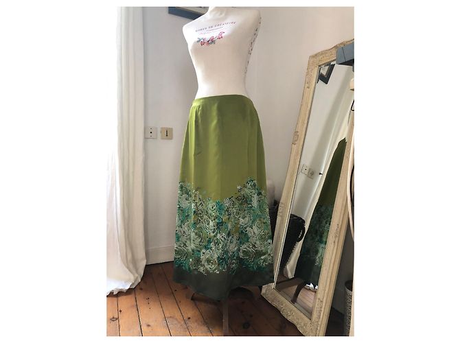Falda La Perla Verde de Viscosa Talla 40 - vista 7