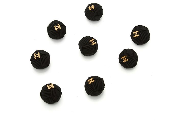 Chanel Set 8 Knöpfe Schwarz mit CC Logo in Gold - Ansicht 2