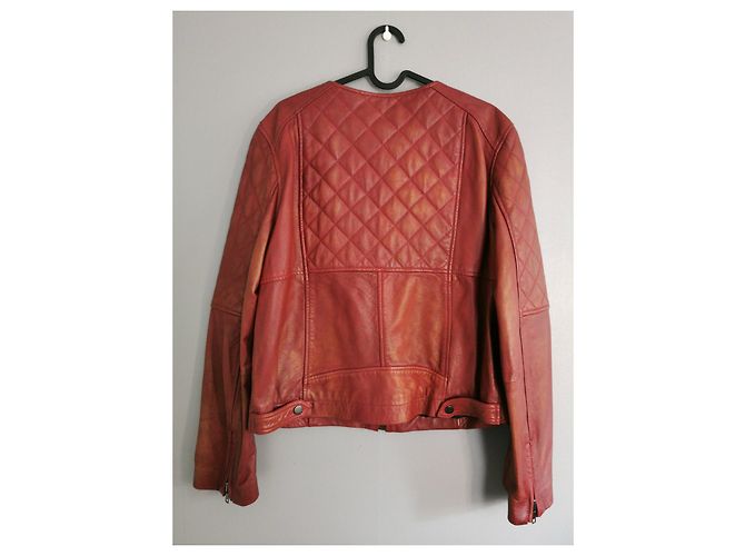 Comptoir Des Cotonniers Rote Lederjacke - Ansicht 2