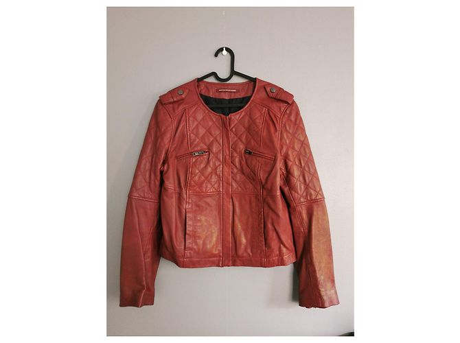 Comptoir Des Cotonniers Rote Lederjacke - Ansicht 3