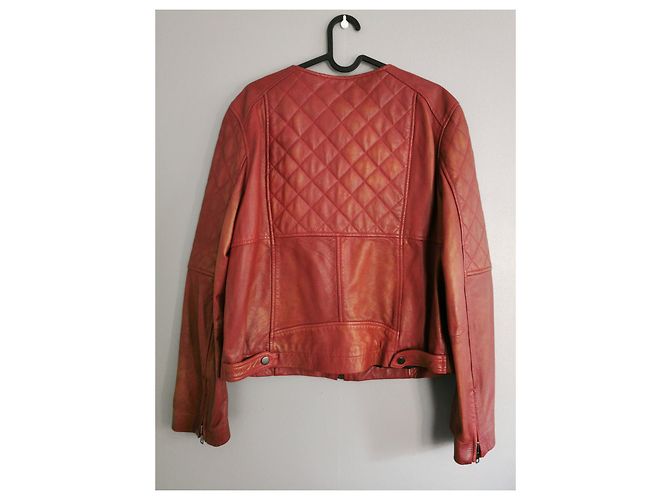 Comptoir Des Cotonniers Rote Lederjacke - Ansicht 5
