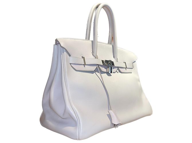Borsa a mano Hermès Birkin 35 in pelle bianca Bianco - vista 3