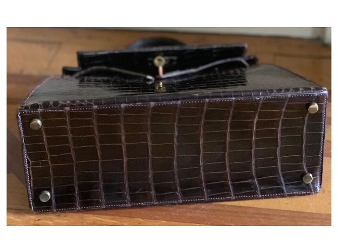 Borsa Hermès Kelly Coccodrillo Marrone 28 - vista 10