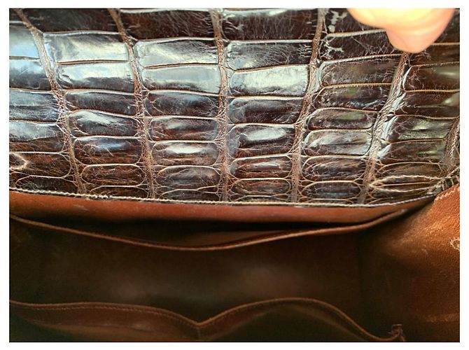 Borsa Hermès Kelly Coccodrillo Marrone 28 - vista 12