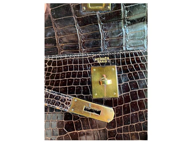 Borsa Hermès Kelly Coccodrillo Marrone 28 - vista 13