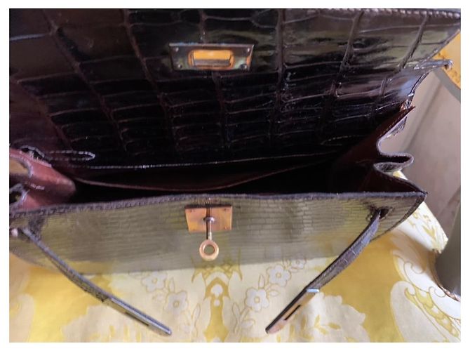Borsa Hermès Kelly Coccodrillo Marrone 28 - vista 9