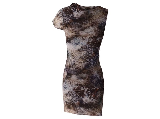 Helmut Lang Ruched Asymmetric Mini Dress in Multicolor Micromodal - view 3