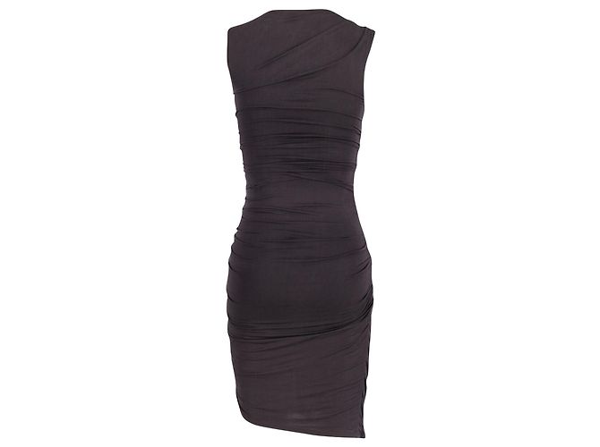 Vestido Helmut Lang Gathered Bodycon em Cupro Preto - vista 3