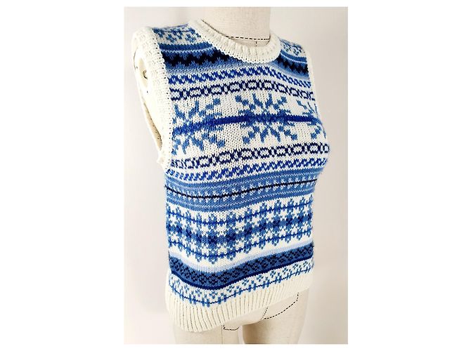 Baum und Pferdgarten Jumper Tank Weiß Blau Wolle - Ansicht 2