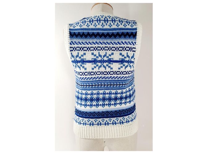 Baum und Pferdgarten Jumper Tank Weiß Blau Wolle - Ansicht 3