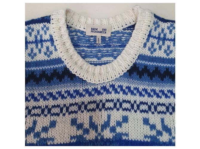 Baum und Pferdgarten Jumper Tank Weiß Blau Wolle - Ansicht 4