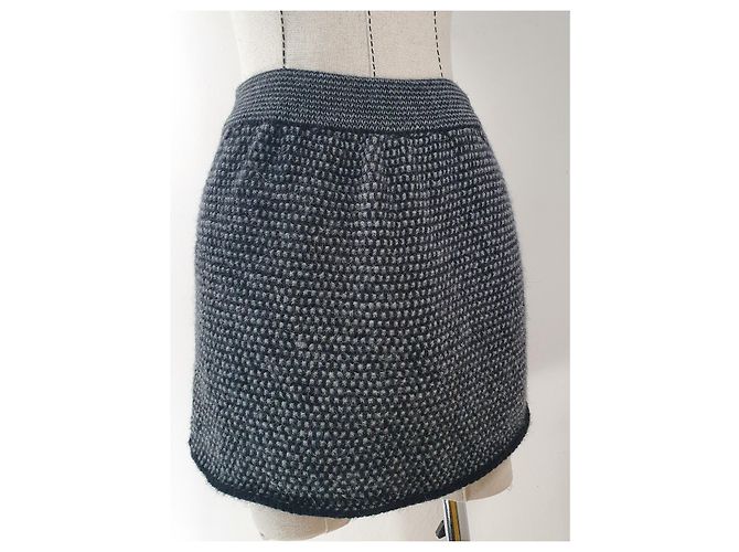 Autre Marque Minifalda Aiayu de Cachemira Gris Negro - vista 2