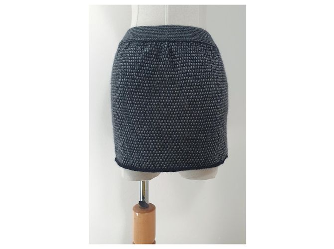 Autre Marque Minifalda Aiayu de Cachemira Gris Negro - vista 3