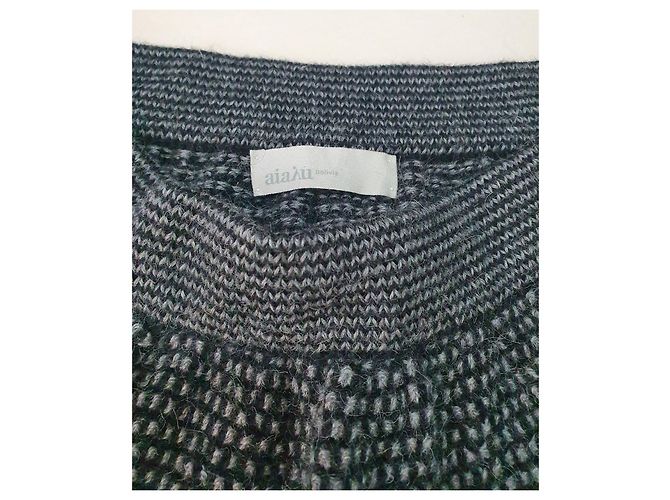 Autre Marque Minifalda Aiayu de Cachemira Gris Negro - vista 4