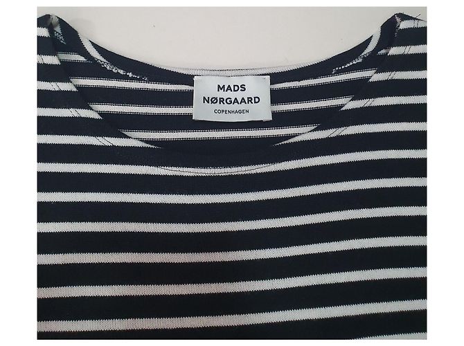 Top de algodón a rayas azul y blanco Mads Norgaard - vista 5