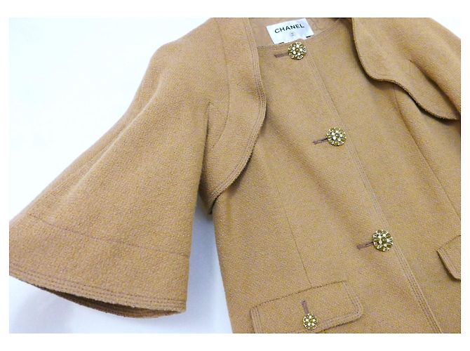 Chanel Resort 2015 Kamel Boucle Cape Jacke Karamell - Ansicht 3