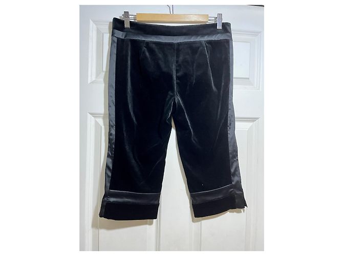 Diane Von Furstenberg DvF Louis verkürzte Samthose, US-Grösse 6 Schwarz - Ansicht 2