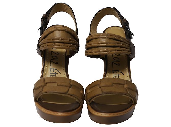 Tacchi Lanvin in legno in pelle marrone - vista 2