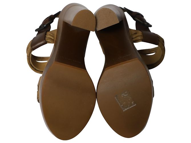 Tacchi Lanvin in legno in pelle marrone - vista 5