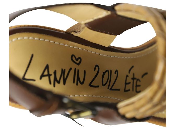 Tacchi Lanvin in legno in pelle marrone - vista 6