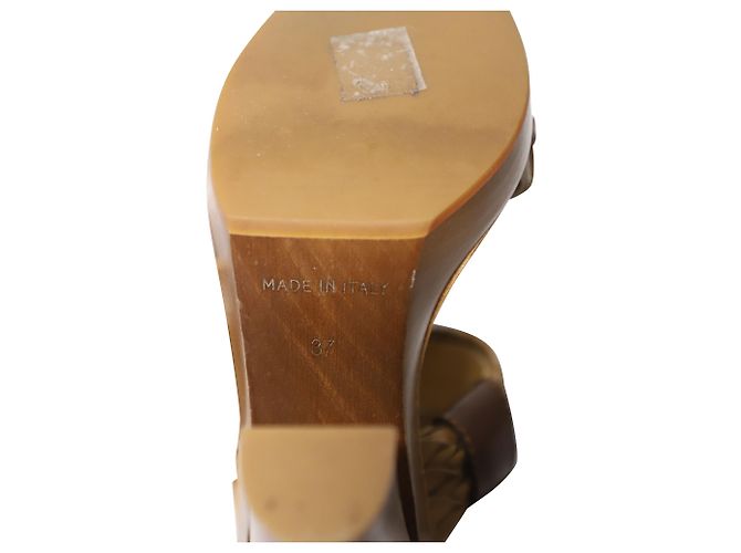 Tacchi Lanvin in legno in pelle marrone - vista 7