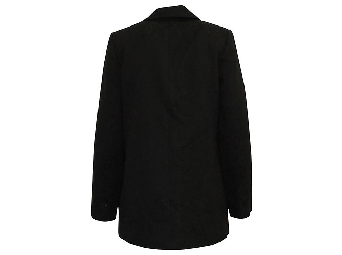 Autre Marque Mit Perlmutt gefütterte, einreihige Jacke aus schwarzer Bio-Baumwolle - Ansicht 3