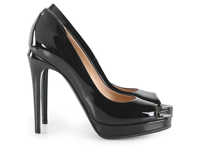 Fendi Black Patent Leather Peep Toe Platform Pumps - view 2