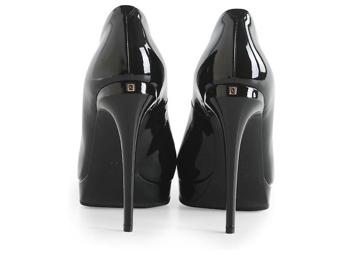 Fendi Black Patent Leather Peep Toe Platform Pumps - view 4