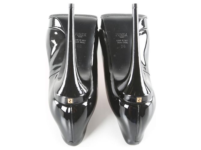 Fendi Black Patent Leather Peep Toe Platform Pumps - view 5