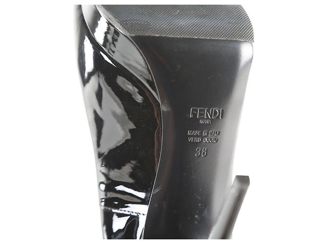 Fendi Black Patent Leather Peep Toe Platform Pumps - view 8